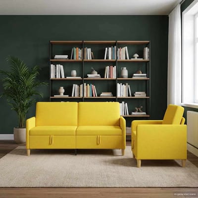 vidaXL - Sofa - Set - Met - Opslag - 2 - st - Licht - Geel - Polyester