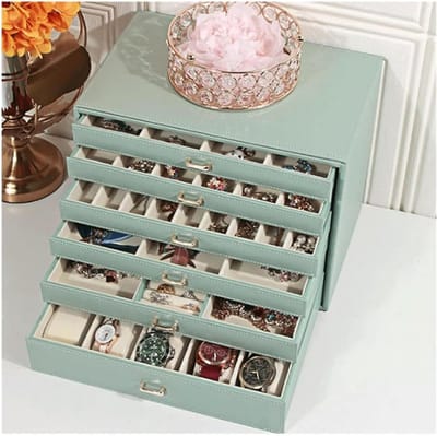 Juwelenkistje - Sieradendoos Organizer - Sieraden Opbergen - Meerlaagse Lades - 30 x 20 x 23 cm - Groen