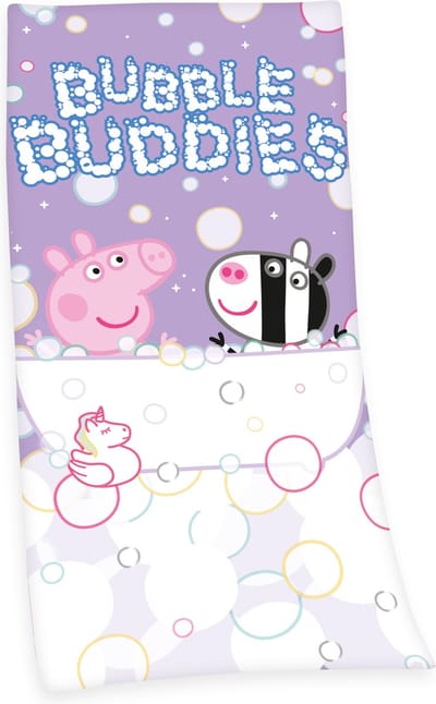 Strandlaken Peppa Pig - Bubble buddies - 100% Katoen - Velours - Maat: 75×150 cm - Top Kwaliteit - 60c wasbaar