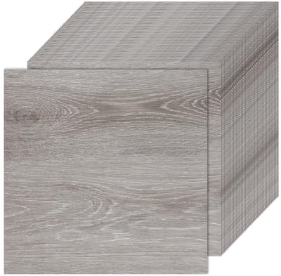 Set van 40 Zelfklevende PVC Vloertegels 30 x 30 cm in Grijs - Vinyl Vloerbedekking voor Keuken, Woonkamer en Badkamer met Houtlook Design