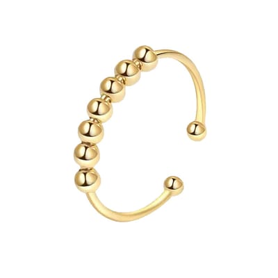 WeLoveSilver - chirurgisch stalen damesring - goudkleurig met bolletjes - 6x6x3