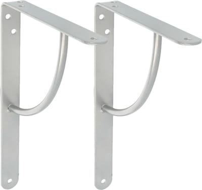 AMIG Plankdrager/planksteun van metaal - 2x - gelakt zilvergrijs - H150 x B125 mm - boekenplank steunen - tot 110 kg