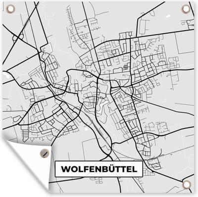 Tuin poster Stadskaart - Wolfenbüttel - Kaart - Duitsland - Plattegrond - 200x200 cm - Tuindoek