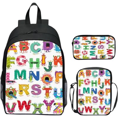 16 inch kinderrugzak 3-delige set Alphabet Lore alfabet legende basisschoolrugzak schoudertas etui