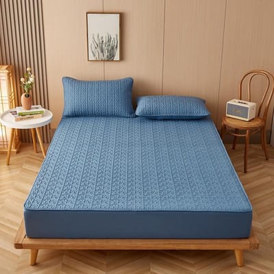 Housse de matelas en coton épais, protège-matelas matelassé et hypoallergénique, doux et confortable, 140/160/200 x 200 cm 2xPillowcase 48x74cm