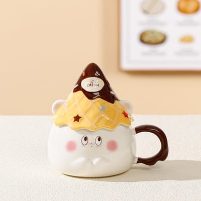 Mug Céramique Cône Dessin Animé Souvenir Tasse à Eau Aspect Haut pour Meilleure Amie Fille Tasse Cœur Tasse Petit Déjeuner Maison 301-400ml