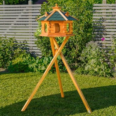 Vogelhuis met zonne- verlichting en silo - Hexagonaal voederhuis voor vogels