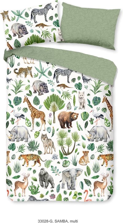 Good Morning dekbedovertrek afrikaanse dieren / big five - Ledikant/ baby 100x135 cm - Multi - 100% Katoen renforce