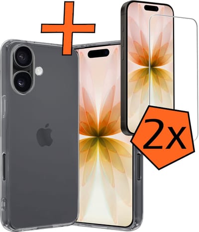 Hoes - Met 2x Screenprotector - Geschikt voor Apple iPhone 17 - Sterk & Shockproof - Back Cover - Siliconen Case - Telefoon Hoes - Transparant