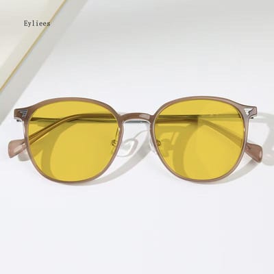 Nachtzicht Zonnebril voor Donker Rijden Mannen Vrouwen Zonnebril UV400 Bril Vintage Gafas De Sol Blauw Licht Blokkerende Bril yellow