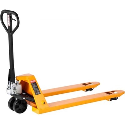 VEVOR Palletwagen, 2,5 T laadvermogen, handpalletwagen met 1220 x 685 mm vorken, palletwagen met 8,5-18 cm hefhoogte, palletwagen voor fabrieken, magazijnen, supermarkten en vrachtwagenlading