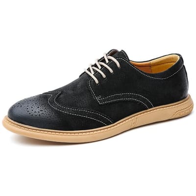 Chaussures Oxford Décontractées en Cuir pour Homme Nouvelles Chaussures Brogue Classiques Style Jeune Britannique Haute Qualité Fait Main Chaussures pour Homme Grande Taille 38 -46 39 noir