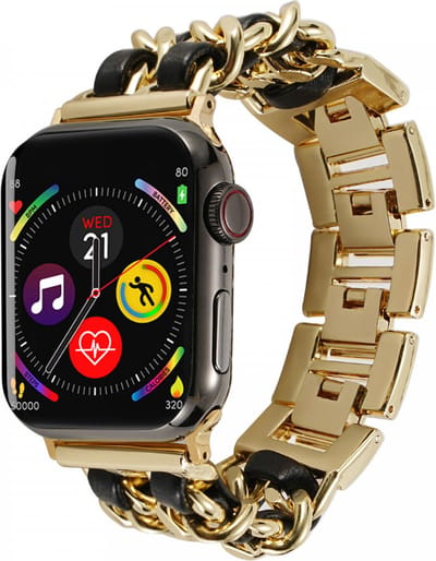 Gevlochten RVS Bandje Geschikt voor Apple Watch 1 / 2 / 3 / 4 / 5 / 6 / 7 / 8 / 9 / 10 / SE - 42MM / 41MM / 40MM / 38MM - Metalen Band - Roestvrij Staal - Goud Zwart