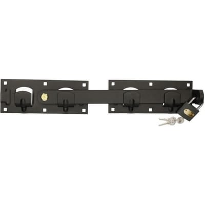 KOTARBAU® Poortgrendel, Deurgrendel, Overslaggrendel Voor Dubbele Poort, Gepoedercoat Staal, 43 cm, Zwart, met Hangslot, voor Tuinpoort, Schuifvergrendeling, Universeel