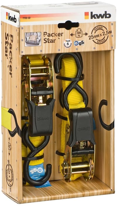 Sjorbanden met Ratels en Haken - 2,5 x 25 mm - Pack van 2