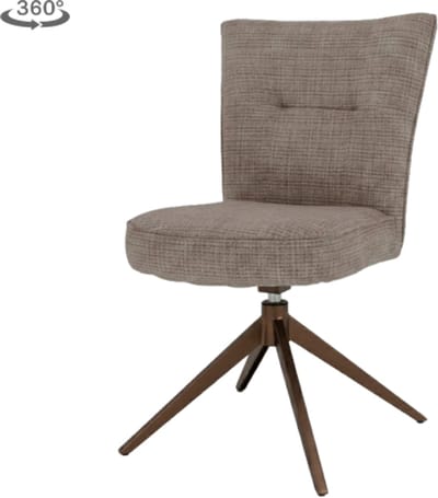 Eetkamerstoel Bardi draaibaar - Stof cremona 24 taupe - anodic brown poot