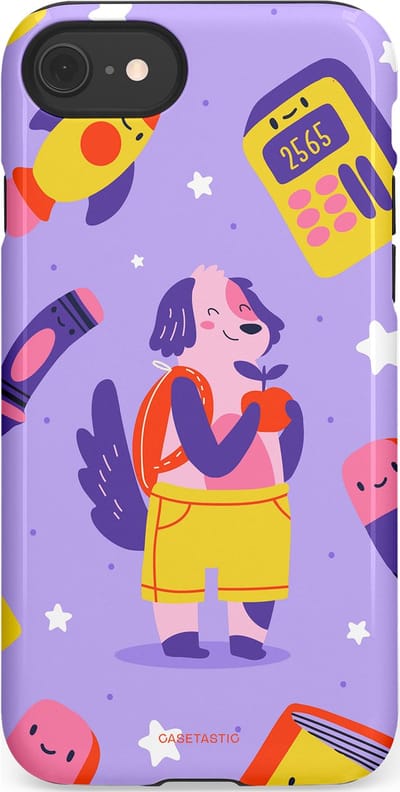 Casetastic hoesje geschikt voor Apple iPhone SE / Apple iPhone 7 / Apple iPhone 8 - Dubbellaagse bescherming - Tussen boeken en sterren - Fashion Case - Lavendel Geel