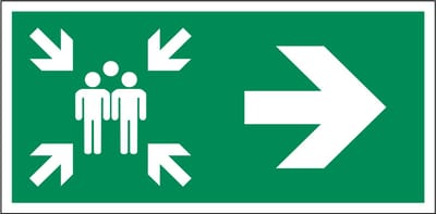 Verzamelplaats bord met pijl rechts - kunststof 400 x 200 mm