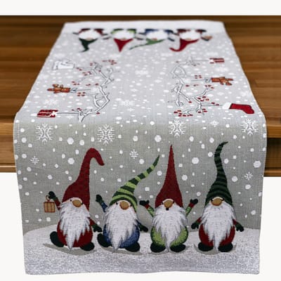 Tafelloper - Gobelinstof - Kerst - Wichtels - kabouter - cadeautjes - Loper 90 cm