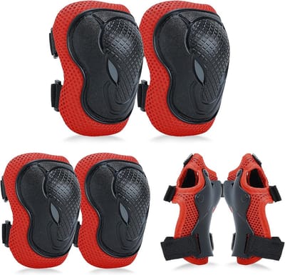 Kinder Beschermset 6-in-1: Verstelbare Elbow Pads, Knie- en Polsbeschermers voor Skateboarden, Scooter en Fietsen