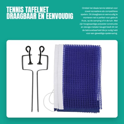 Dailygoods- Tafeltennisnet Draagbaar - Polyester - Metalen Beugel - Sport Accessoires - Eenvoudig te Monteren - Vervangend Net