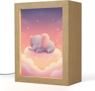 Nachtlampje 15x20 cm - Kinder lampje - Dier - Roze - Wolken - Tafellamp kinderkamer - Slaapkamer lamp - Bedlamp kinderen - Kinderlampje stopcontact - Wandlamp babykamer - Nachtlampjes
