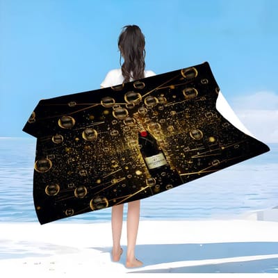 Frans Champagnemerk Moet & Chandon Grote Microvezel Strandlakens Sneldrogende Handdoeken Zwembad Handdoek Voor Reizen Zwembad Yoga W30*H60(CM)