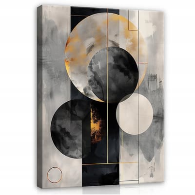WALLARENA - Canvas schilderij - 100x70 cm - Art Deco abstractie goud op canvas voor slaapkamer en woonkamer