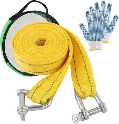 Sleepriem Heavy Duty - Sleeptouw Vrachtwagen - Voertuigen Slepen - 5 Ton Capaciteit - 4 Meter Lengte - Geel