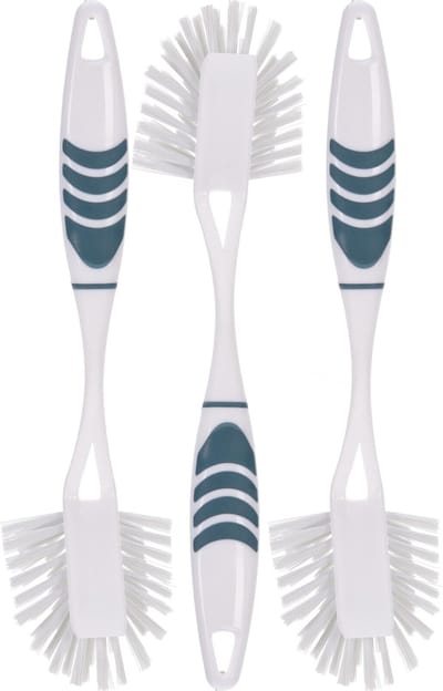 Afwasborstel met ophang lus - 3x stuks - blauw - 29 cm