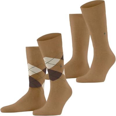 Burlington Everyday 2-Pack gedessineerd katoen multipack sokken heren beige - maat 40-46