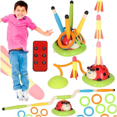 Playos® - 3 in 1 Arcadegame - Instelbare Moeilijkheidsgraad - Geluidseffecten - met Raketlancering, Doelwerpen, Obstakelrennen - Buitenspelen - Ontwijken - Springen