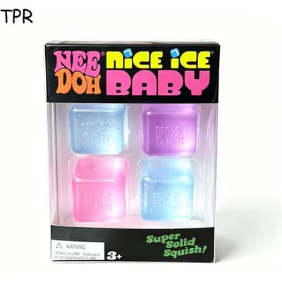 Needoh Nice Ice Mini 4-Pack Kubus Knijpspeeltje Helder Glitter Zacht Squishy Drukverlichting Maltose TPR Niet-giftig Draagbaar Speeltje Cadeau