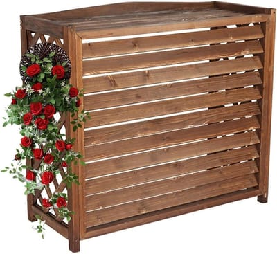 Houten Airco Omkasting - Buitenunit Bescherming - Tuin Decoratie - Verbeterde Geluidsdemping - 86x35x80cm - Houtskleur