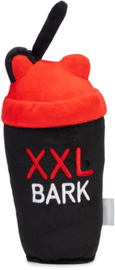 Beeztees Shaker XXL Bark- Hondenspeelgoed - Pluche - Zwart/Rood - 23x10,5x10,5 cm