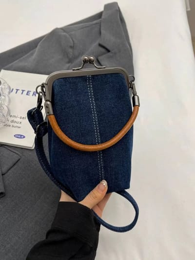 Stijlvolle Casual Denim Tas – Telefoontas & Crossbodytas – Handgemaakte Artistieke Damestas voor Woon-Werkverkeer-10*15*3 CM
