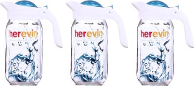 3x stuks glazen schenkkan/karaf 1 liter met deksel - Sapkannen/waterkannen/schenkkannen