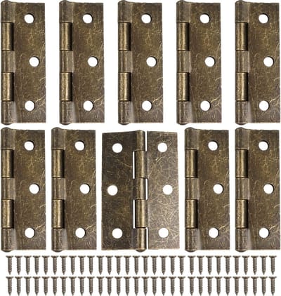 Retro Bronzen Deurhengsels 75mm - 10 Stuks met 60 Antieke Schroeven voor Binnendeuren en Meubels