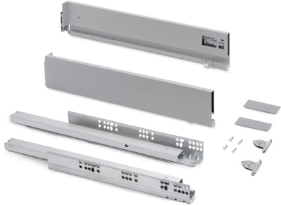 Emuca Vertex met 3D-regeling Outdoor lade, hoogte 93mm, 40kg, diepte 350mm, Staal, Wit gelakt