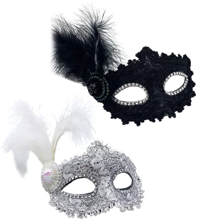 Dailygoods - Venetiaans masker - Kanten masker - Perfect voor Halloween - Oogmasker - Feest en carnaval - Uniseks - 2 stuks
