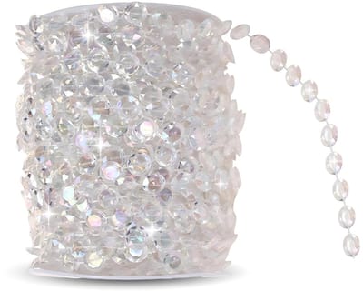 NTH products - Glazen kralenketting - Transparant - Decoratieve lichtketting - 10 mm - 30 m rol - Kleurrijke acrylkralen - Geschikt voor festivals