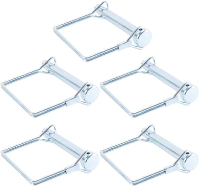Set van 5 vierkante gegalvaniseerde snap lock pinnen voor aanhangwagens, tractoren, vrachtwagens en tuinmachines (10mm x 80mm)