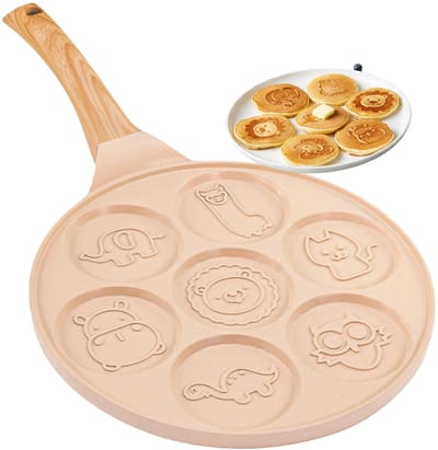 Cosensi - Pancake Pan - Mini Pancake Pan - Dubbele anti-aanbaklaag - 26cm - Geschikt voor Inductie - Beige - Perfect voor kinderen