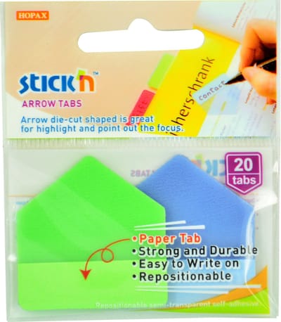 Stick'n Index tab - Bladwijzers - Sticky tabs - Pijl vorm - 38x38mm - groen/blauw - 2x10 tabs