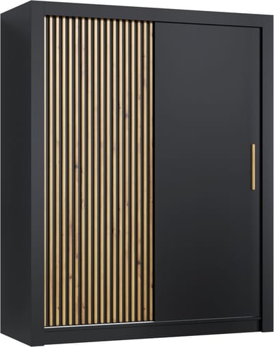 Pro-meubels - Kledingkast Milan - 160cm - Zwart mat - Garderobekast - Slaapkamer - Schuifdeur