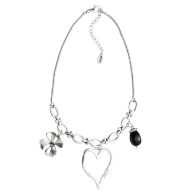 Behave Ketting zilver kleur met bedels in de vorm van een hartje en klavertje vier