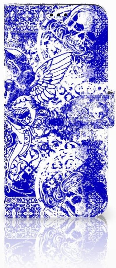 Telefoonhoesje met Naam Samsung Galaxy S9 Plus Angel Skull Blauw