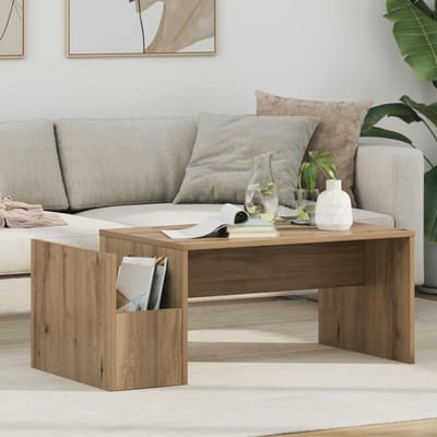 vidaXL - Salontafel - Artisan - Eiken - 90 - x - 45 - x - 35 - cm - Bewerkt - hout