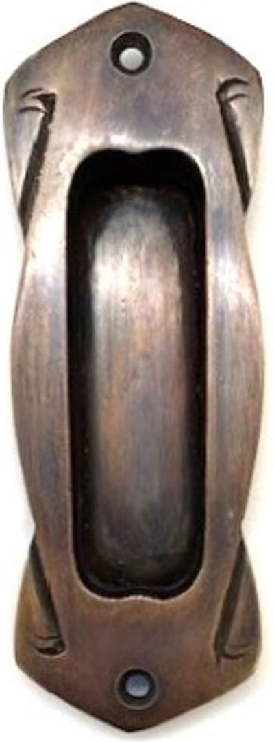 Schuifdeurgreep Messing antiek 108x38mm