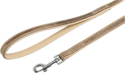 KARLIE FLAMINGO Comfort Hondenriem / Hondenlijn - Echt Leder - Grijs - M - Breedte: 18 mm - Lengte: 100 cm - Geschikt voor middelgrote tot grote honden